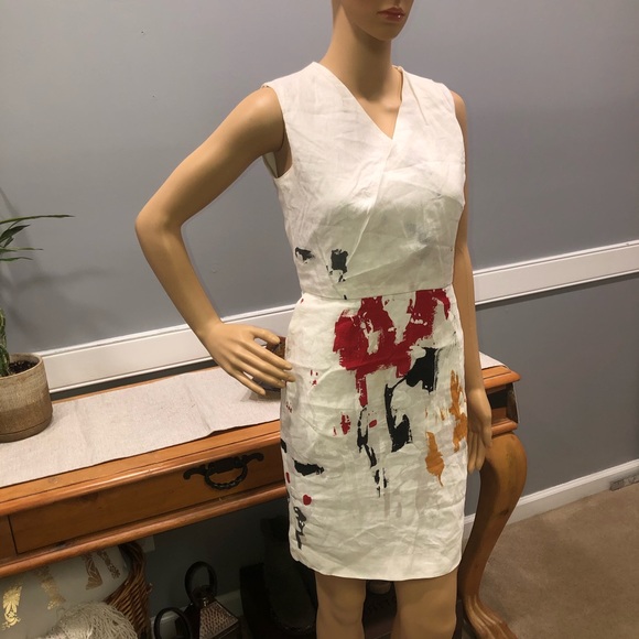 PIAZZA SEMPIONE White V" Neck Sleeveless Dress - Picture 4 of 12